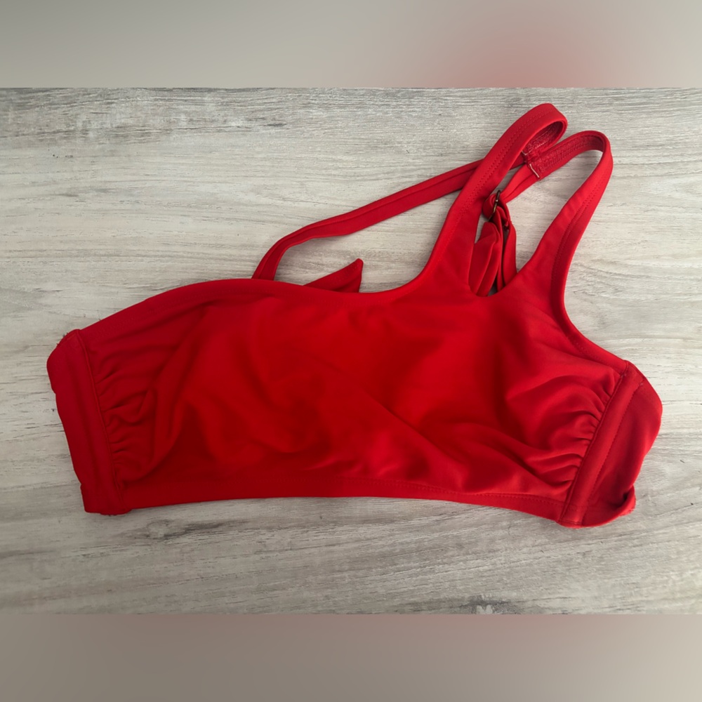 Target red one shoulder bikini top